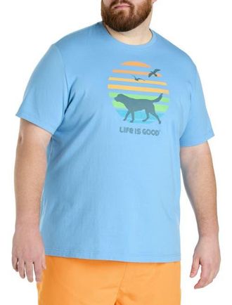 Life is good Big & Tall Dog Sunset Graphic Tee in Cool Blue at Nordstrom, Size 2X Big