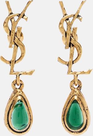 Saint Laurent Cassandre embellished drop earrings