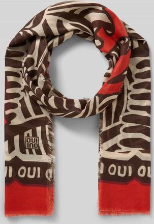 Oui Schal mit Label-Print in Hellbraun Melange, Gr&ouml;&szlig;e 1