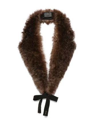 Prada shearling-bow scarf - Brown