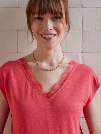 Vertbaudet Wendbares Umstands-Shirt aus Leinenmix granatapfel