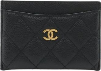 Chanel Pre-owned Business Card Case - Dames - Vintage Accessoires - Zwart - ONE Size - Leer - Vintage
