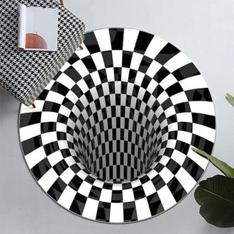 OEM Alfombra 3d, Alfombra Vortex 3d Para Dormitorio O Sala De Estar, Dise&ntilde;o A Cuadros Blancos Y Negros (a)-crezuo