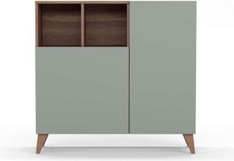 HERDASA Herdasa - Recibidor zapatero modelo 510 acabado nogal/verde, 90x90x26 (alto x ancho x fondo)