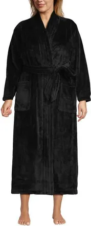 Lands End Cozy Plush Long Wrap Robe in Black at Nordstrom, Size 3 X