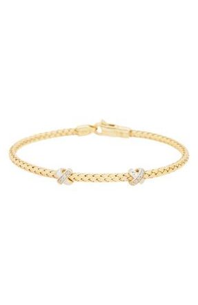 Meshmerise Pav&eacute; Diamond X Bangle Bracelet - 0.10 ctw in Yellow Gold at Nordstrom Rack