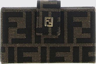 Fendi Portacarte in tessuto jacquard con monogram FF e chiusura a pressione