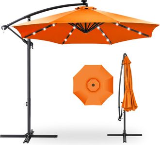 Best Choice Products 10ft Solar LED Offset Hanging Outdoor Market Patio Umbrella w/ Adjustable Tilt