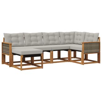 vidaXL Conjunto De Sof&aacute;s De Exterior 6 Pcs Natural Y Gris Claro Vidaxl