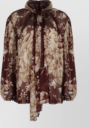 Dolce & Gabbana floral-print silk tie-neck blouse