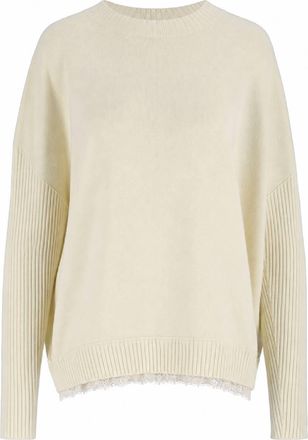 Ermanno Scervino Soft Knit Lace Trim Ribbed Sweater