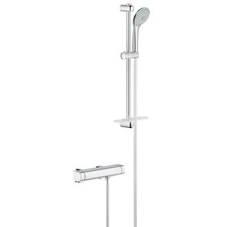 GROHE Grohtherm 2000 Doucheset - thermostatische douchekraan - met glijstangset - 60cm - ronde handdouche - 3 straalsoorten - gladde doucheslang - met zeeps