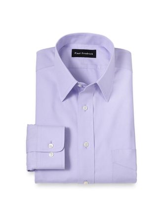 Paul Fredrick Slim Fit Non-iron Cotton Pinpoint Solid Point Collar Dress Shirt