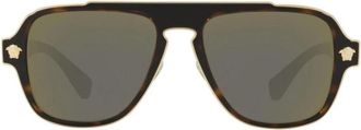 Versace Medusa Charm Zonnebril - Heren - Zonnebrillen - Beige - 56 MM - Accessoires
