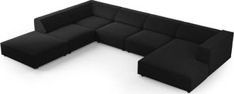 BLOOMINGLOFT 7-Sitzer Design Panorama Sofa Ardenal mit langer Seite links, Samtbezug