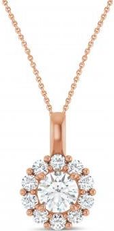 Allurez Round Lab Grown Diamond Halo Pendant 14K Rose Gold (0.75ct)