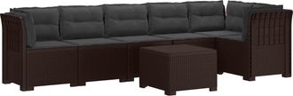 vidaXL Sof&aacute; De Jard&iacute;n Para 6 Personas Con Cojines Estilo Rattan Pp Vidaxl