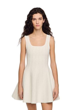Sandro Beaded knit short dress in White at Nordstrom, Size 42 Eu