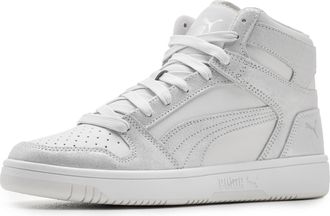 Puma Puma Womens Rebound Layup Luster Mid Shoes, Feather Gray/Silver Mist/Puma Silver, 10.5