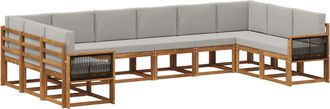 vidaXL Conjunto De Sof&aacute;s De Exterior 10 Uds. Natural Y Gris Claro Vidaxl