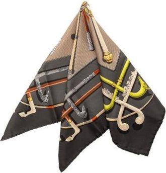Herm&egrave;s Pre-owned Scarves, female, Gray, Size: ONE SIZE Pre-owned Cannes et Pommeaux scarf