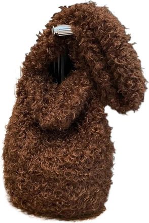 Generic Womens Plush Bags Winter Fluffy Shoulder Bag Tote For Women Trendy Retro Style Texture Leisure Commuter Bucket(Brown)