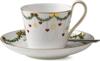 ROYAL COPENHAGEN Star Fluted Christmas High Handle Cup & Saucerwith $9 Credit