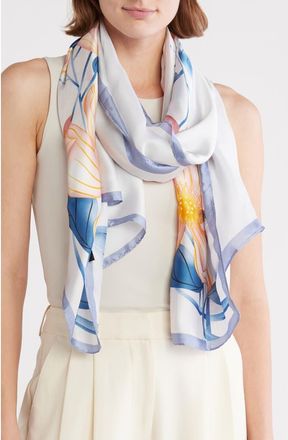 La Fiorentina Floral Print Scarf in Blue at Nordstrom Rack