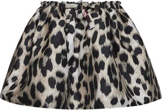 Givenchy Rokken, Dames, Veelkleurig, S, Katoen, Mini Pliss&eacute; Rok in Luipaard Jacquard
