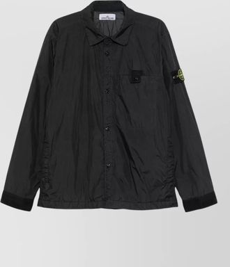 Stone Island crinkled nylon single breasted coat