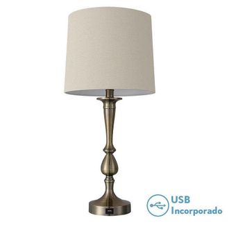 Fabrilamp Fabrilamp - Lampada Da Tavolo Khalifa 1xe27 In Pelle 605x28x28 Cm Port Usb