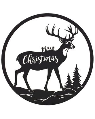 Melrose International Cut Metal Merry Christmas Deer Plaque