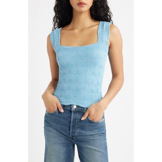 Free People Love Letter Floral Knit Camisole in Blissful Blue at Nordstrom, Size X-Small