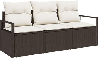 vidaXL Garden Sofa Set 3 pcs Brown Poly rattan Vidaxl