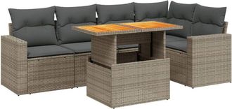 vidaXL Set De Muebles De Jard&iacute;n 6 Pzas Y Cojines Rat&aacute;n Sint&eacute;tico Gris Vidaxl