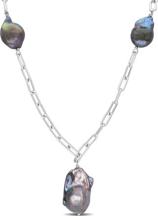 Delmar Sterling Silver 13-15mm Grey Cultured Freshwater Pearl Station Necklace in Black at Nordstrom Rack