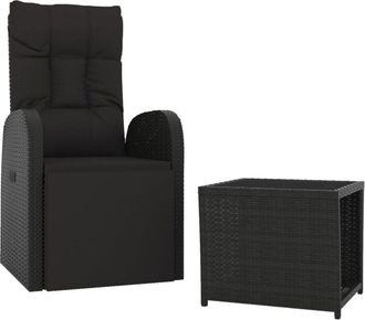 vidaXL 2 Piece Garden Lounge Set Black Poly Rattan&Steel Vidaxl