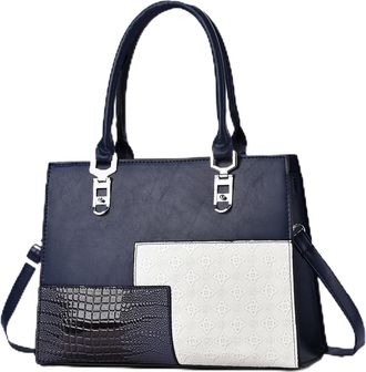 Generic Womens Leather Crossbody Bag Spacious Capacity Top Handle Bags-Tote Handbag Bag with Detachable Shoulder Strap, Work, Travel (Blue,One Size)