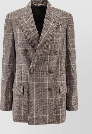 Brunello Cucinelli alpaca wool prince of wales double-breasted blazer