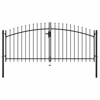 Berkfield Home Double Door Fence Gate with Spear Top 300x150 cm in Black