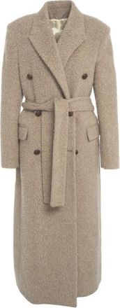 Golden Goose Elegante Beige Double-Breasted Jas Aw 25 - Dames - Jas met riem - Beige - S - Jassen