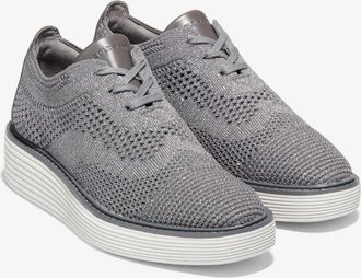 Cole Haan Original Grand Platform Stitchlite Oxford Womens Gray Shoes FZP239