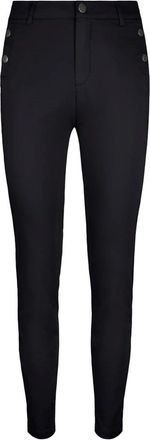 2-Biz Zwarte Hoge Taille Rekbare Enkellange Broek - Dames - Slim Fit Broeken - Zwart - L - Katoen - Broeken