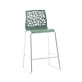 Siediti Fuori e Dentro Taburete de cocina de resina con fibra de vidrio salvia