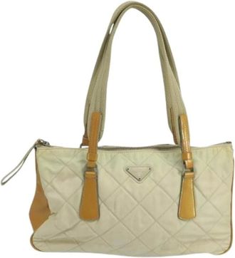 Prada Pre-owned Shoulder Bags, female, Beige, Size: ONE SIZE Pre-owned Vintage Nylon Shoulder Bag
