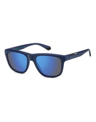 Polaroid Sunglasses Occhiali da sole rettangolari blu con lenti polarizzate blu a specchio