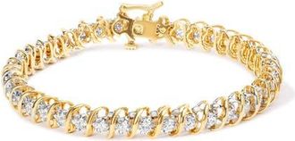 House of Brilliance 18K Yellow Gold 4.0 Cttw Diamond S-Link Inch Tennis Bracelet at Nordstrom