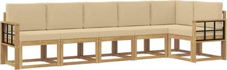 vidaXL Conjunto De Sof&aacute;s De Exterior 6 Uds. Y Beige Poli&eacute;ster Vidaxl