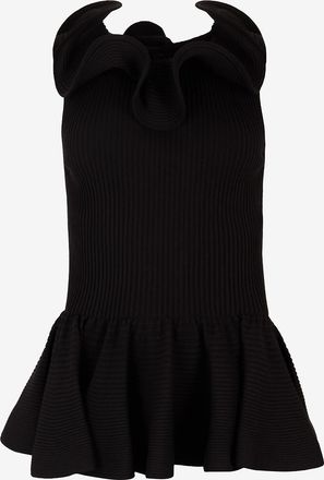 Giambattista Valli Ger&uuml;schtes schulterfreies Rippstrick-Top