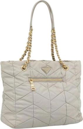 Prada Pre-owned Nylon Tote Bag - Dames - Vintage Shopper - Beige - ONE Size - Nylon - Vintage